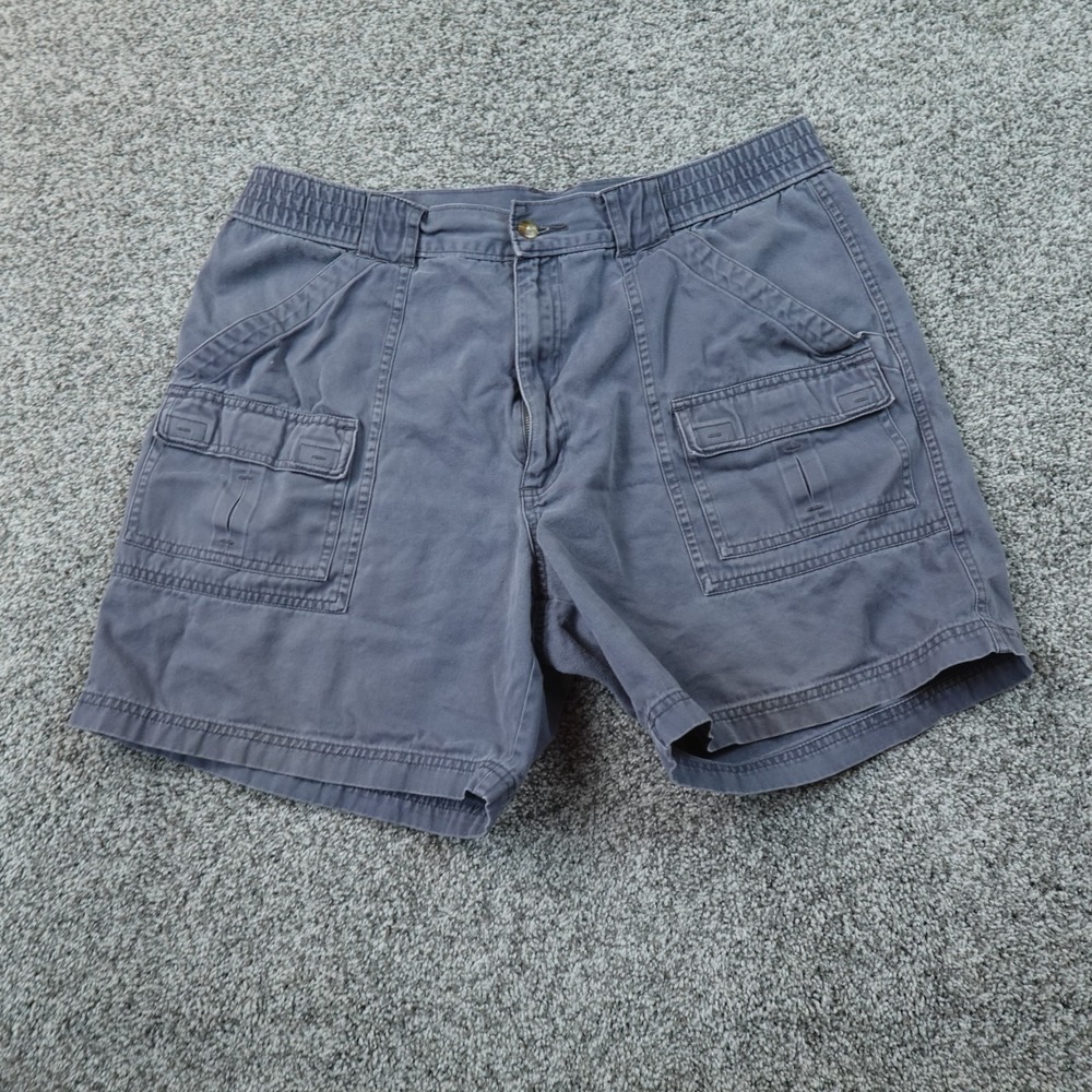 VTG Cargo Shorts Mens 38 Blue Elastic Waist Utility Outdoor Safari Amy 90s Y2K